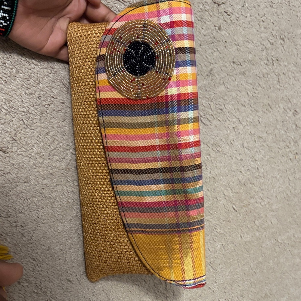 Colorful Striped Clutch with Woven Detail